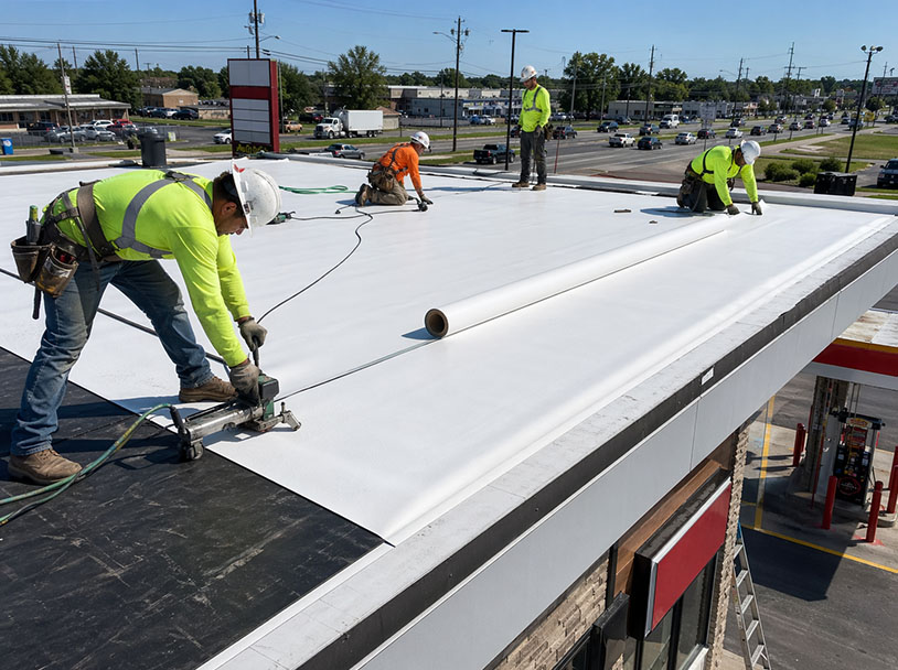 a cool or green roof being installed